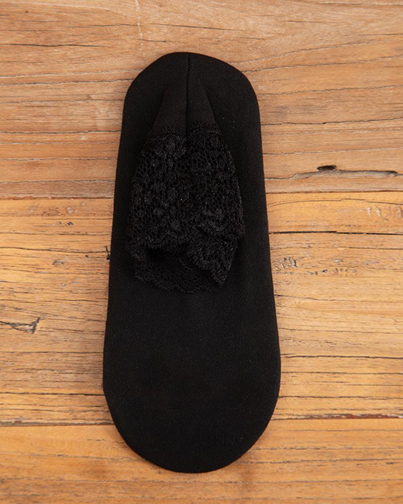 

1Pair Lace Trim Thermal Ankle Socks, Black
