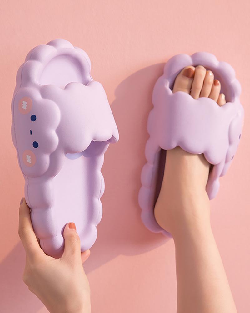 

Cloud Shy Face Shaped Soft Slippers, Purple
