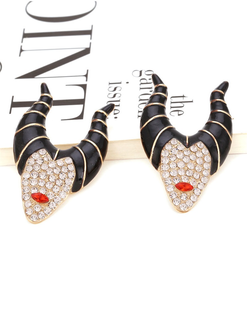 

1Pair Rhinestone Decor Halloween Witch Earrings, Gold