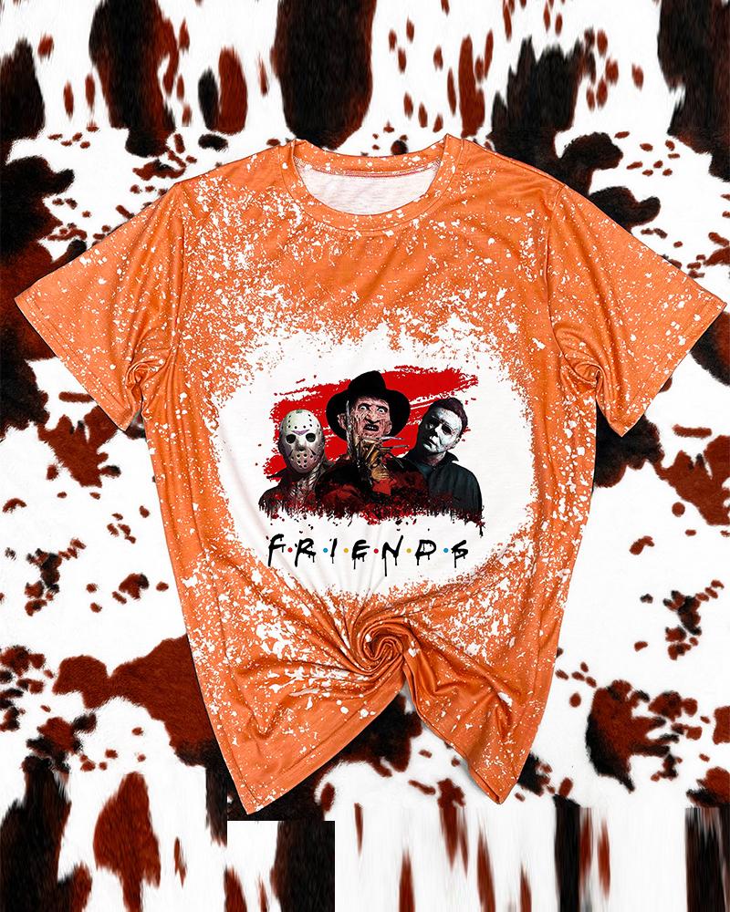 

Halloween Vintage Graphic Print T-shirt, Orange