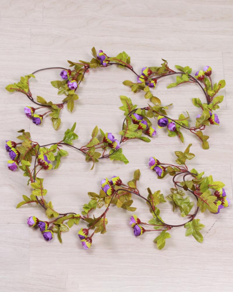 

Flower Garland Artificial Rose Vines Hanging Fake Floral Decorations Wedding Party Garden Wall Decor, Purple