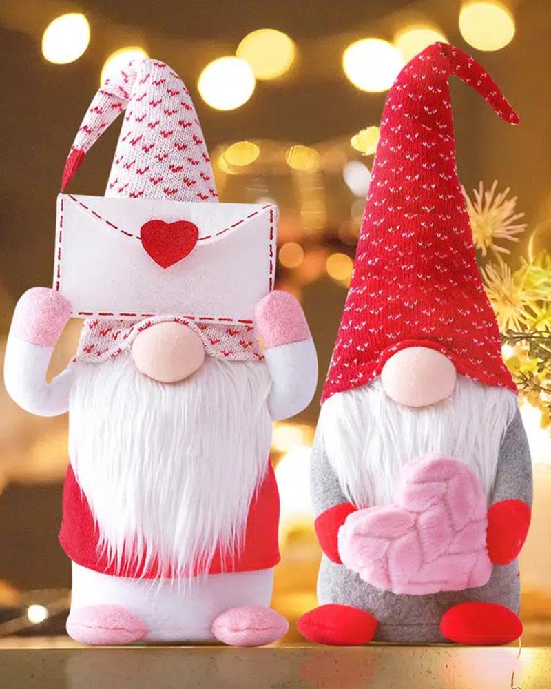 

2pcs Valentine's Day Cute Decorative Faceless Ornaments Envelope Love Dolls Christmas Decorations Set, Pink