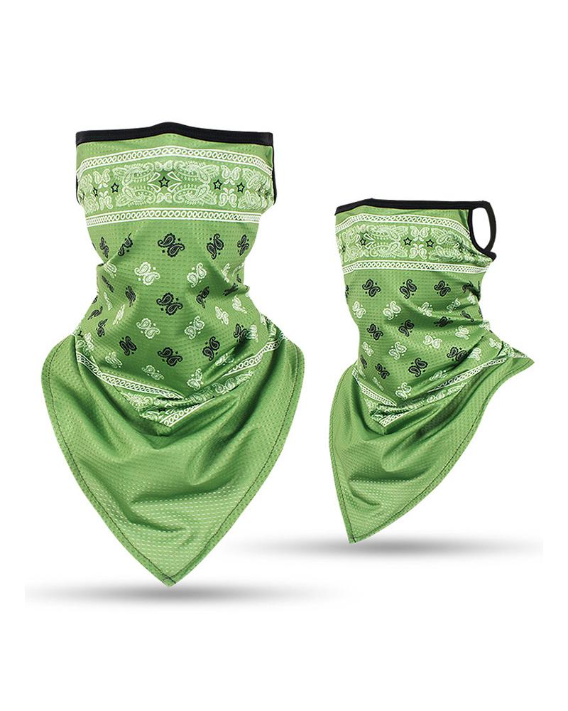 

Print Breathable Face Cover Windproof Motorcycling Dust Outdoors, Green