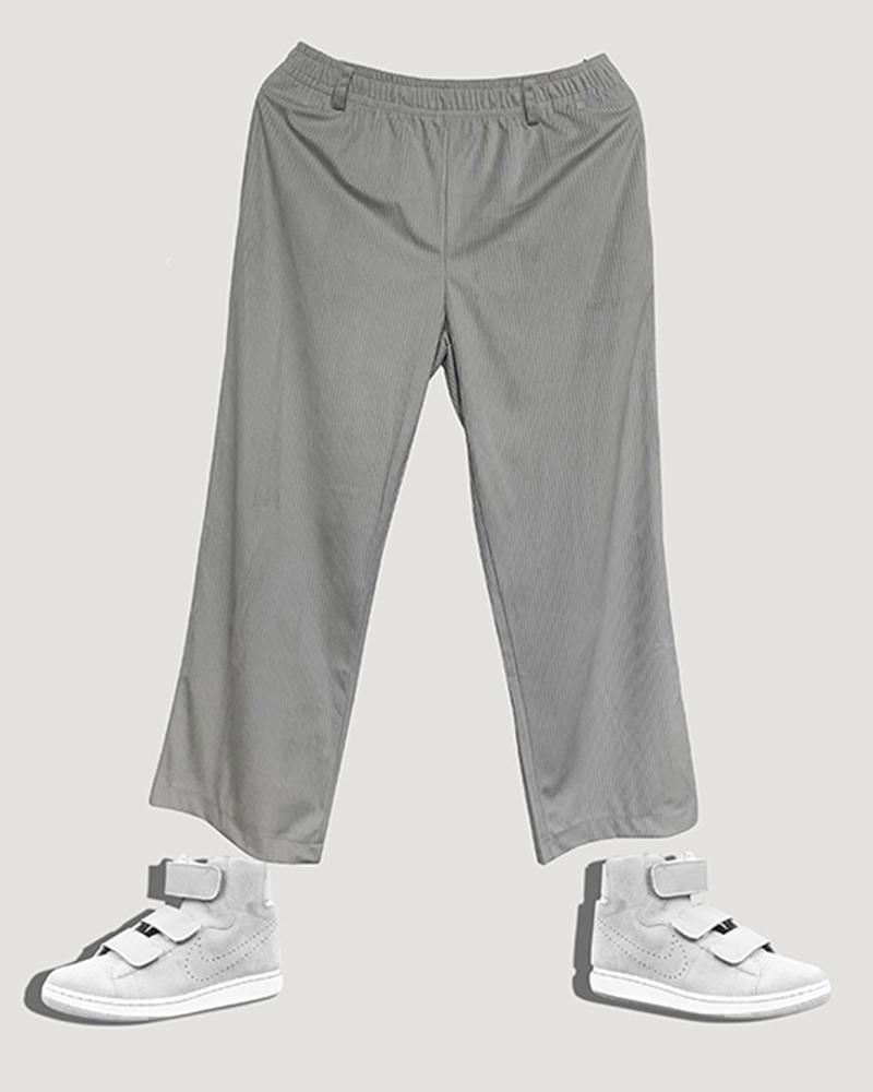 

Solid Pleated Loose Casual Pants, Light gray