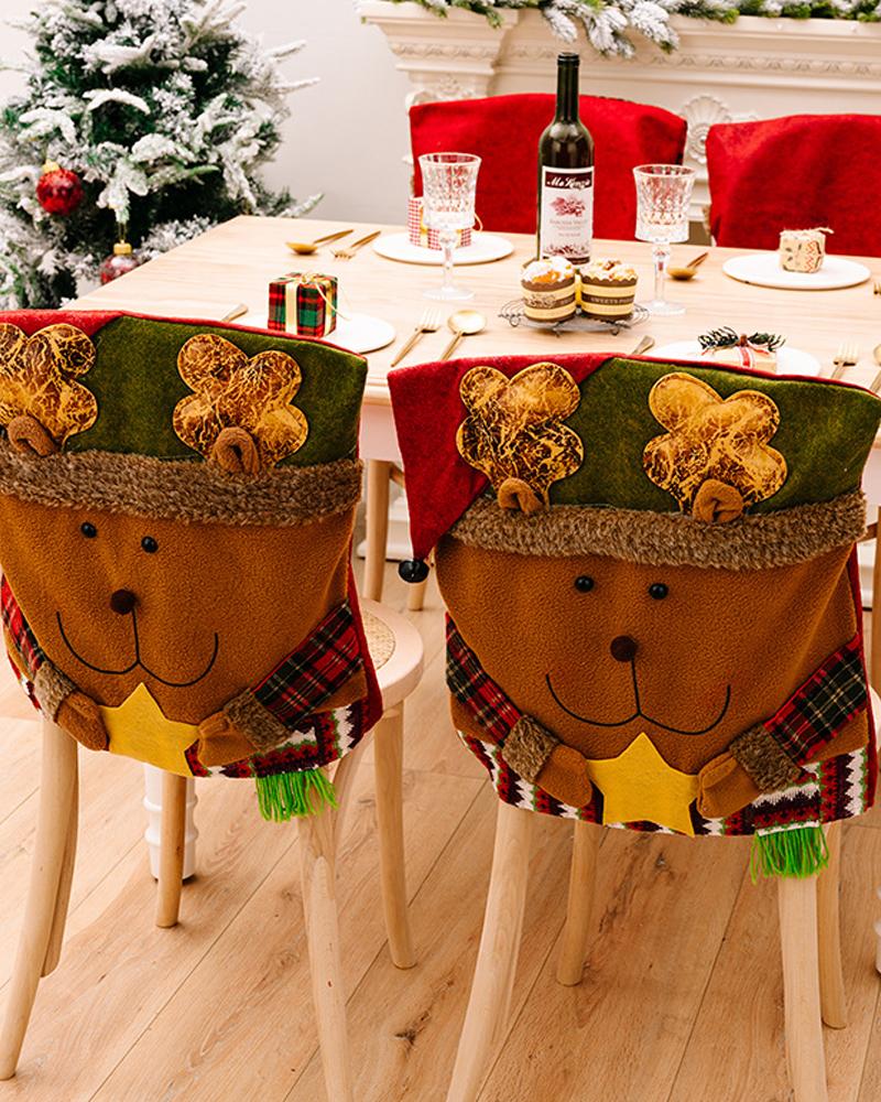 

1pc Christmas Dining Chair Cover Dinner Chair Slipcover Christmas Chair Seat Back Cover Protector Holidays Home Party Decoration, Style3
