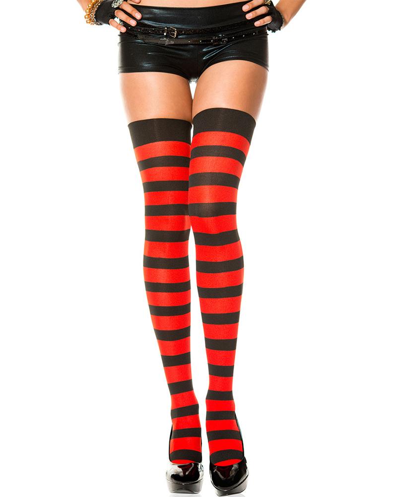

Halloween Thigh High Striped Print Stockings Over Knee Long Socks Cosplay Party Stage Decorations, Red