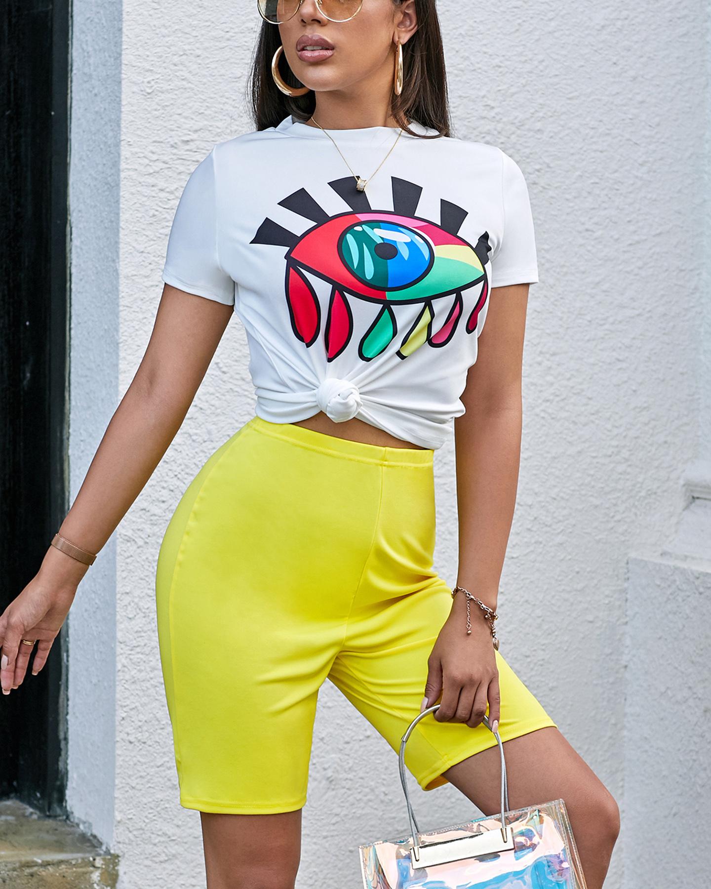 

Eye Sequin T-Shirt & Shorts Set, Yellow