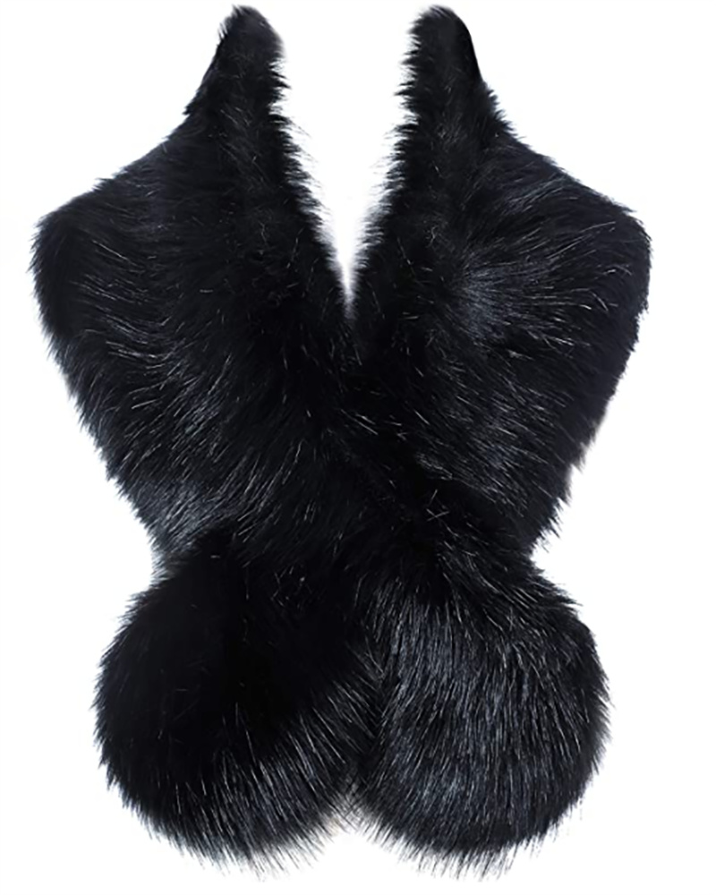

Sleeveless Cape Design Faux Fur Coat, Black