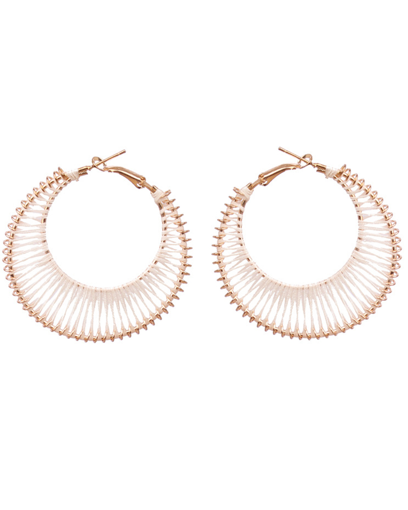 

1Pair Handmade Hollow Out Hoop Earrings, White