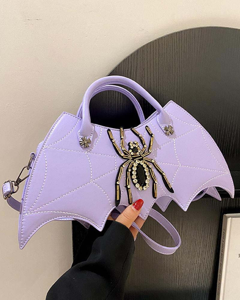 

Halloween Spider Web Shaped Funny Crossbody Handbag, Purple