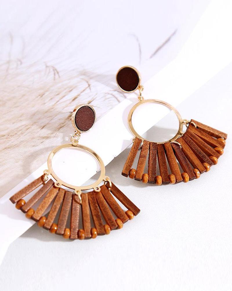 

Vintage Wooden Earrings, Brown