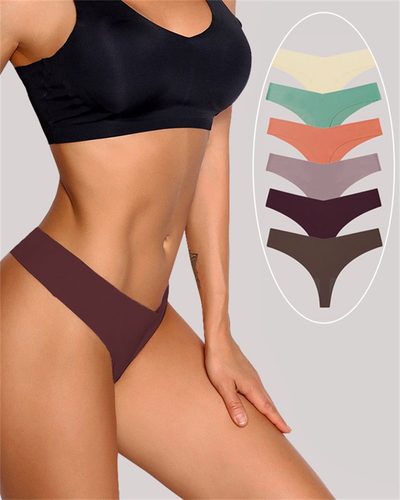 

Seamless Plain Thong Panty, Coffee