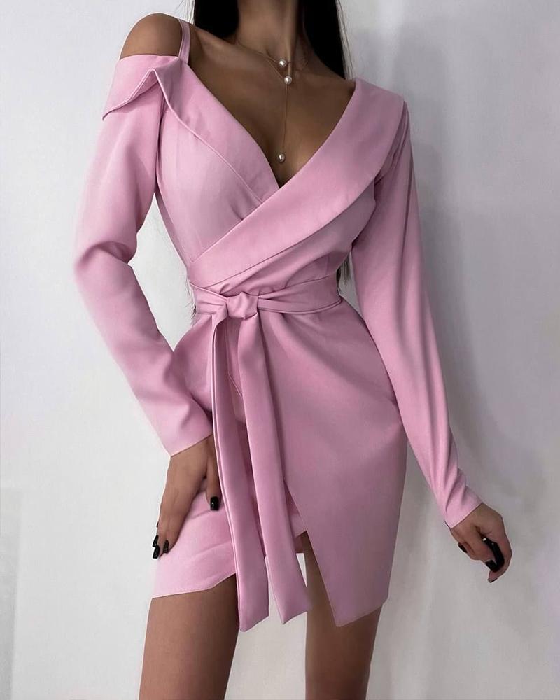 

Cold Shoulder Wrap Bodycon Dress, Pink