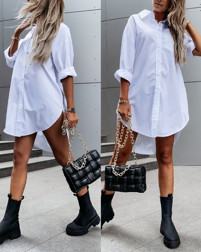 Long Sleeve Button Down Shirt Dress