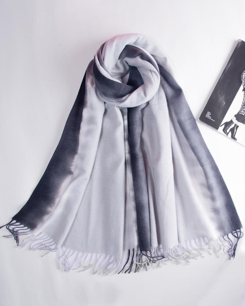 

Tassel Design Tied Dye Print Ombre Scarf, Style4