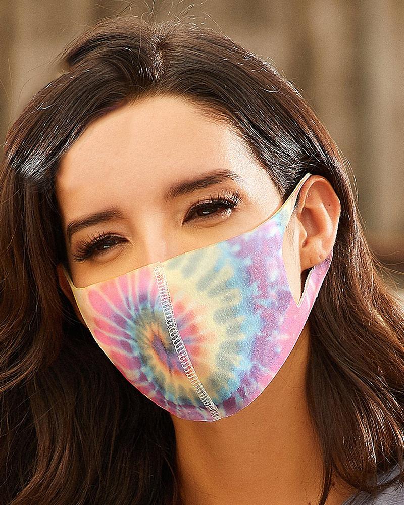 

Tie Dye Print Breathable Mouth Mask Washable And Reusable, Multicolor