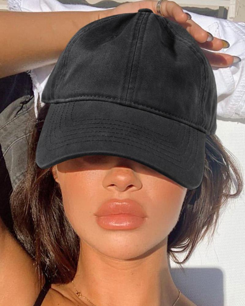 

Washed Denim Retro Baseball Cap, Black