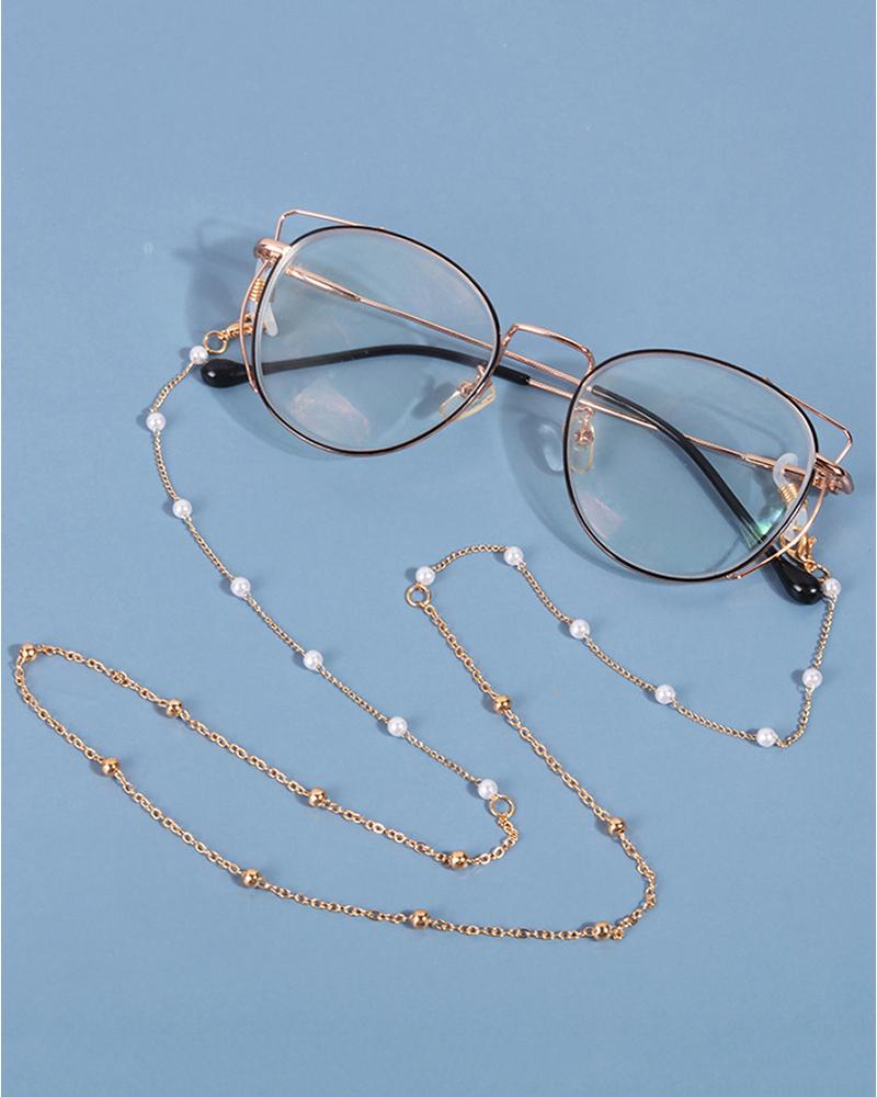 

1pcs Face Mask Holders Eyeglasses Beaded Chain, Gold