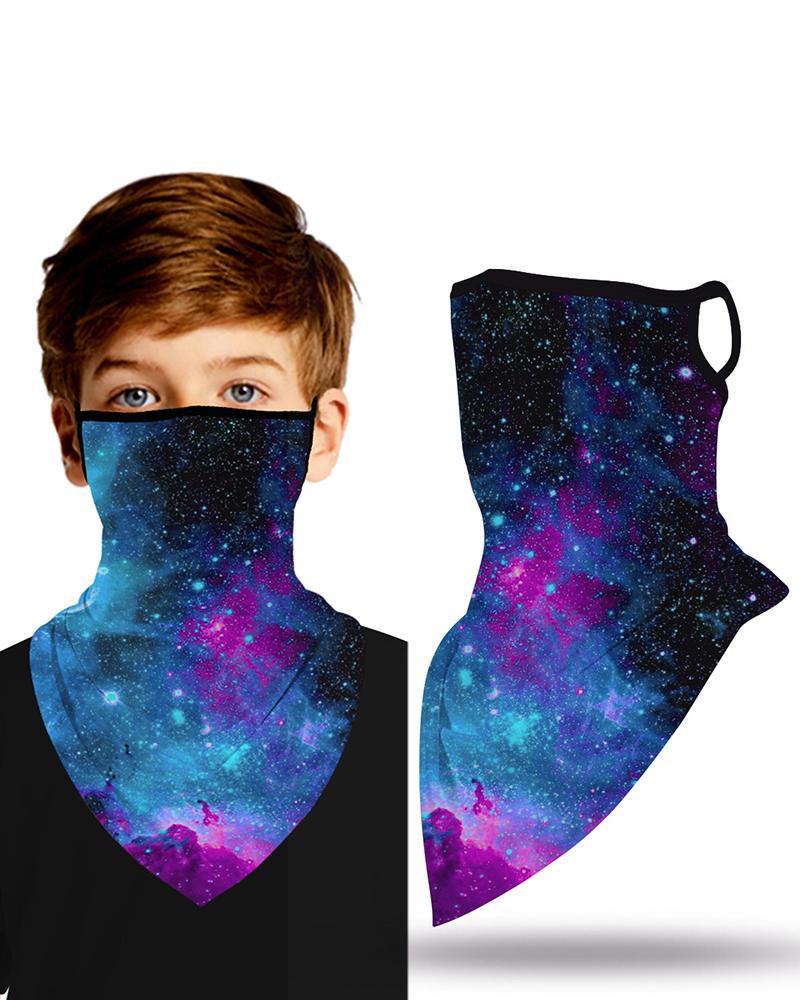 

Starry Sky Print Breathable Ear Loop Face Cover Windproof Outdoors, Blue