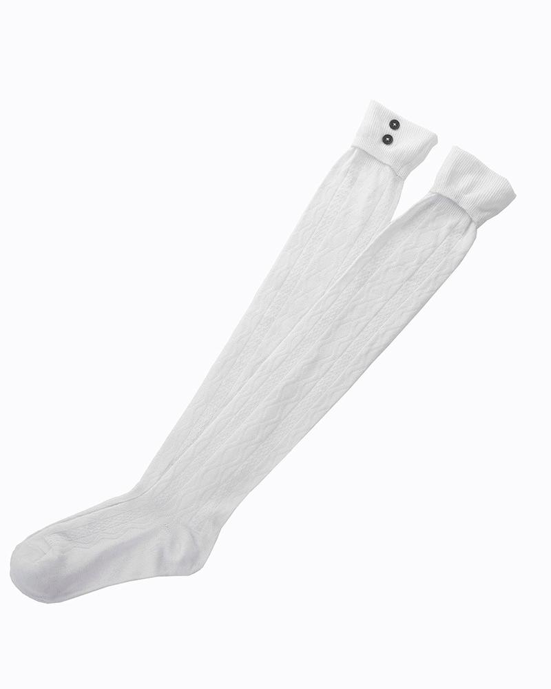 

Solid Skinny Midi-calf Socks, White