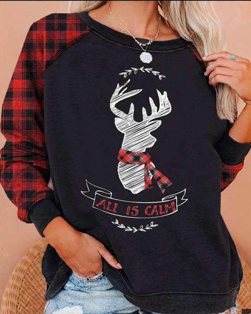 

Christmas Letter Print Casual Sweatshirt, Style2