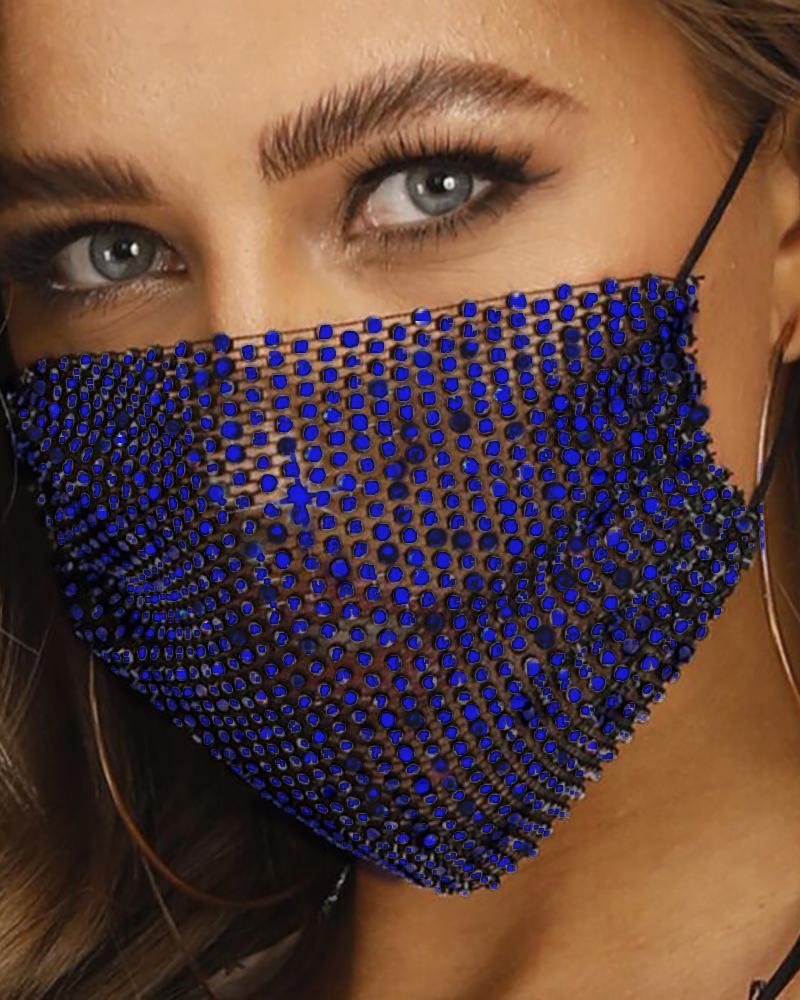 

Rhinestone Breathable Mouth Mask Washable And Reusable, Purplish blue