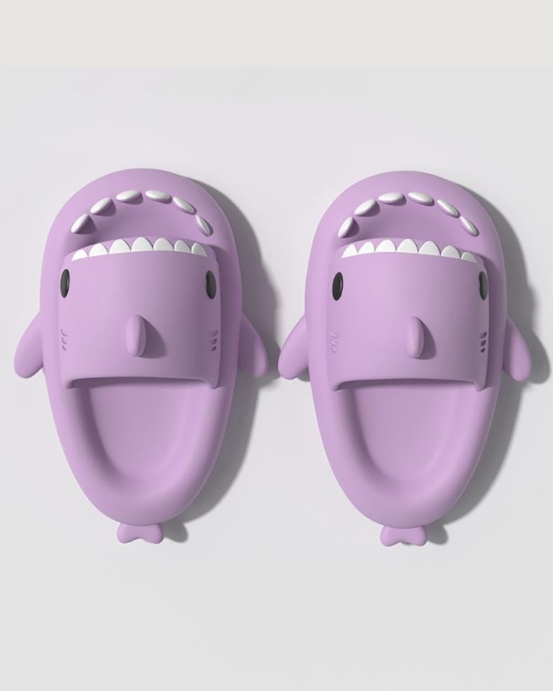 

Shark Pattern Comfy Platform Slippers, Purple