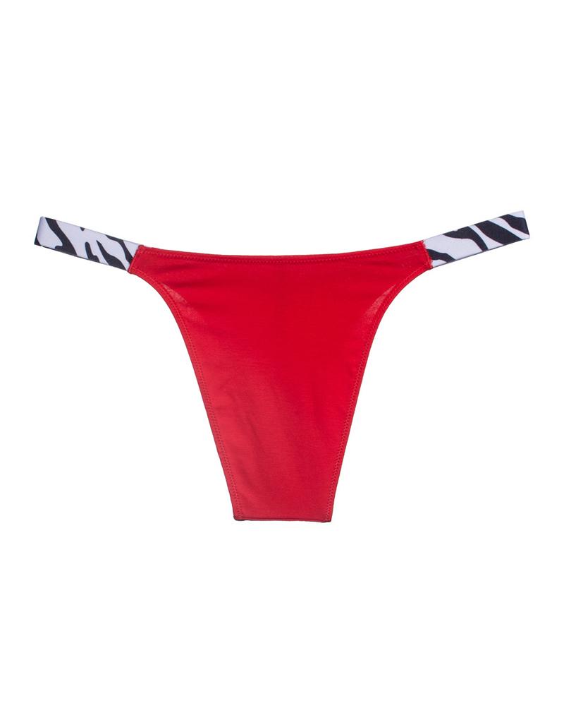 

Cheetah Print Colorblock Low-waist Breathable Thong Panty, Red