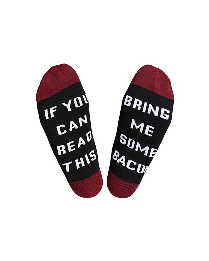 

Men Letter Graphic Print Colorblock Socks, Wine red