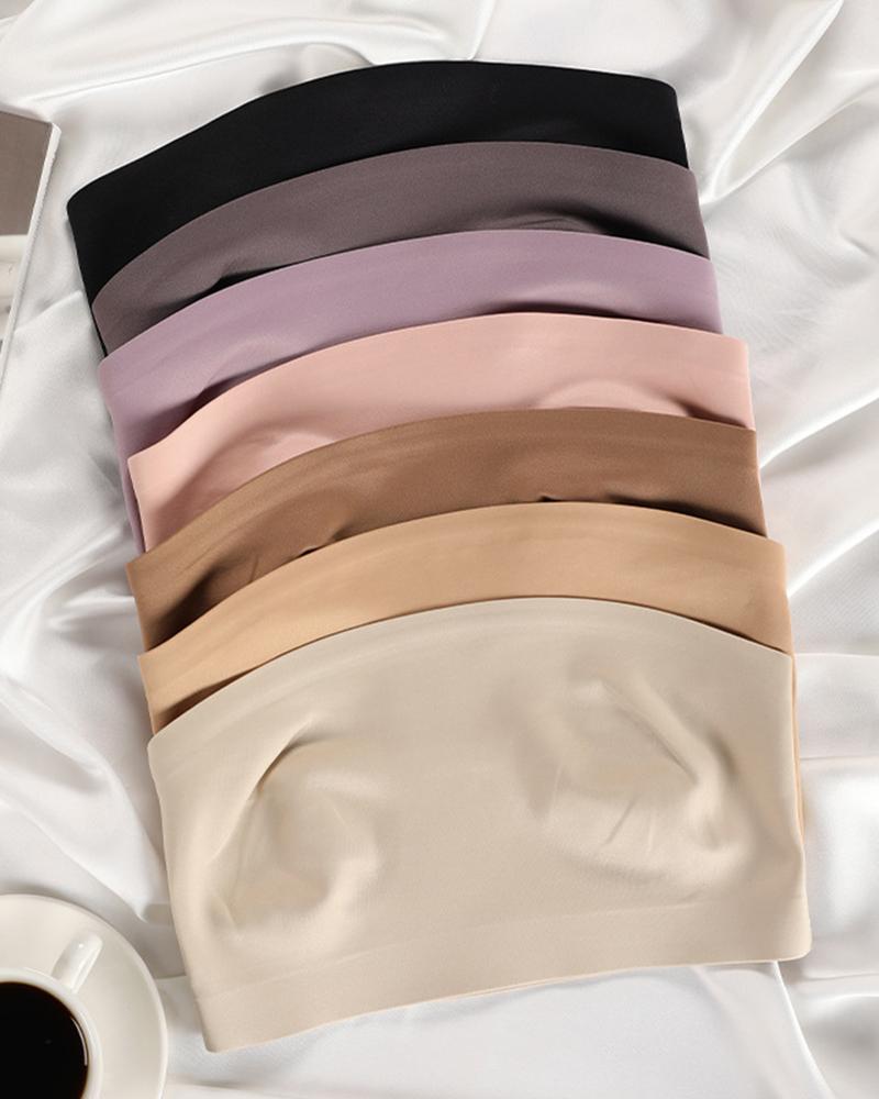 

Bandeau Padded Seamless Crop Top, Coffee