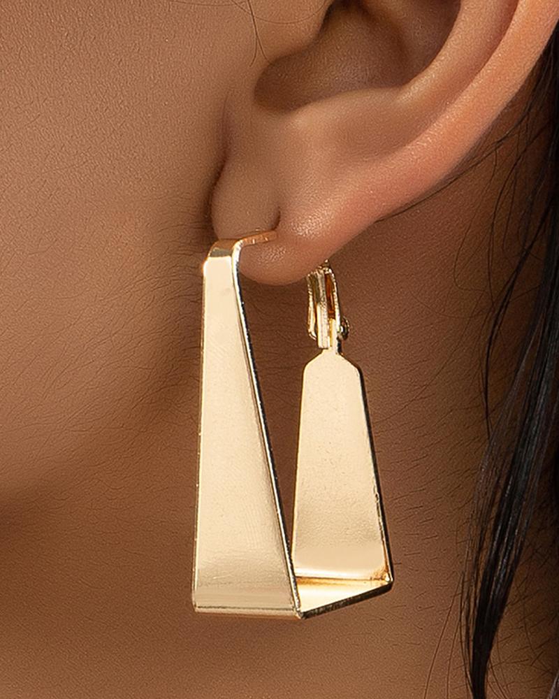 

1Pair Minimalist Chunky Hollow Square Earrings, Gold