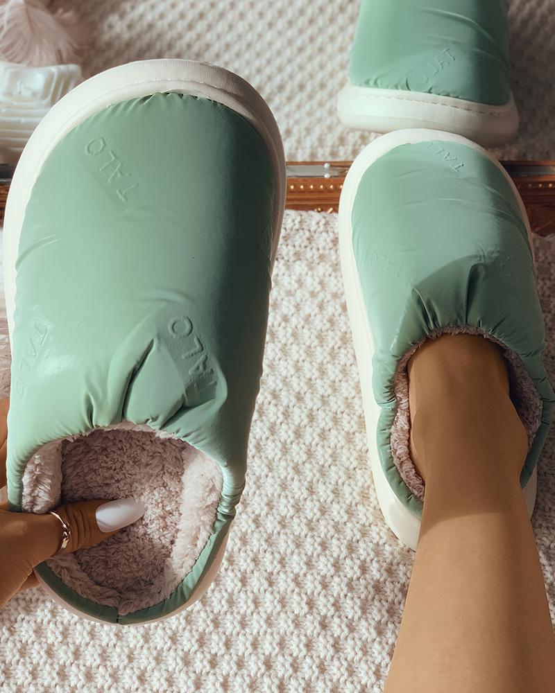 

Close Toe Lined Casual Slide Slippers, Green