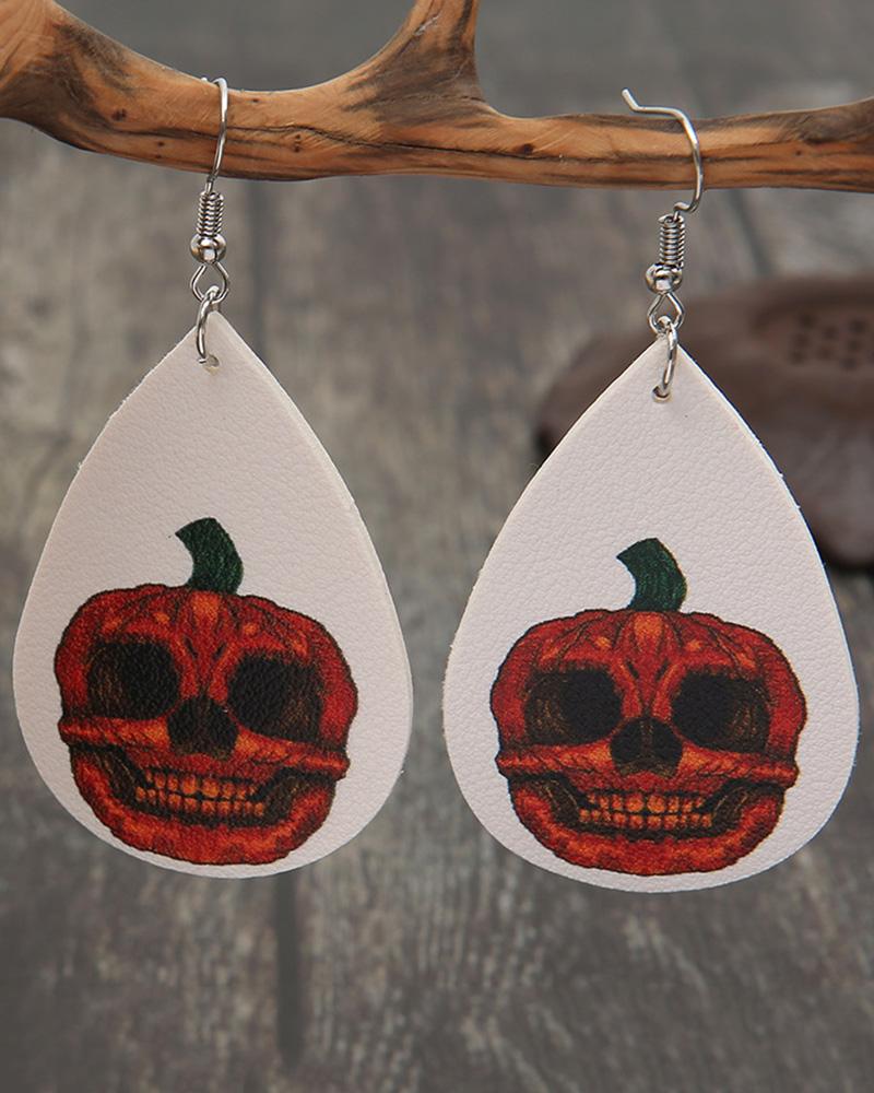 

Halloween Rainbow Stripe Letter Print Water Drop Earrings, Style2