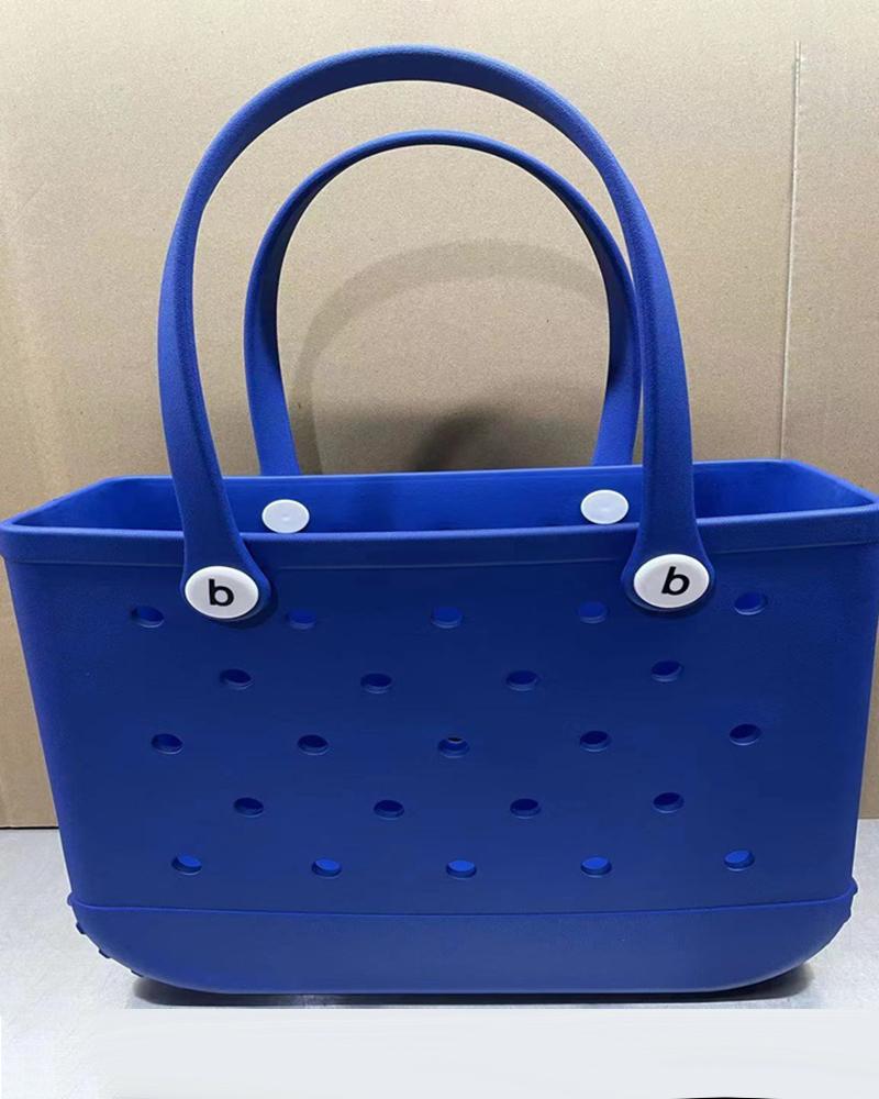 

Hollow Out Large Capacity Beach Handbag, Purplish blue