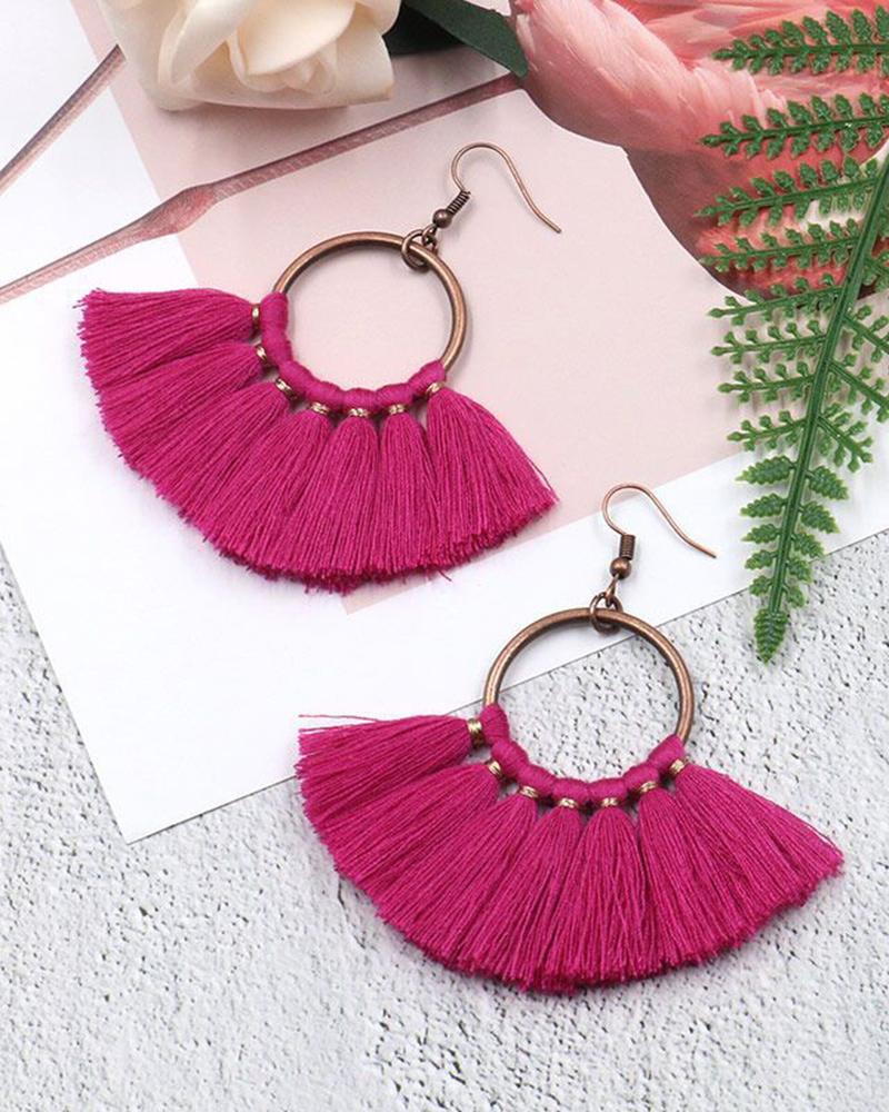 

1Pair Bohemian Scallop Shaped Geometric Hook Earrings, Purple