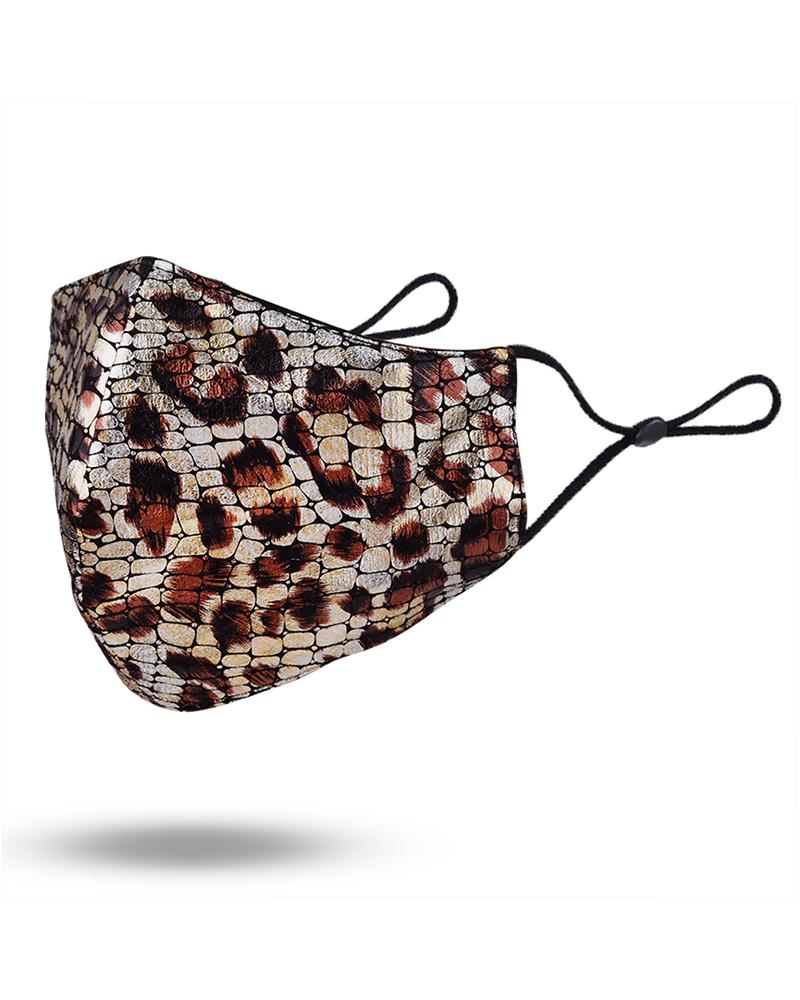 

Cheetah Print Colorblock Breathable Face Mask, Leopard