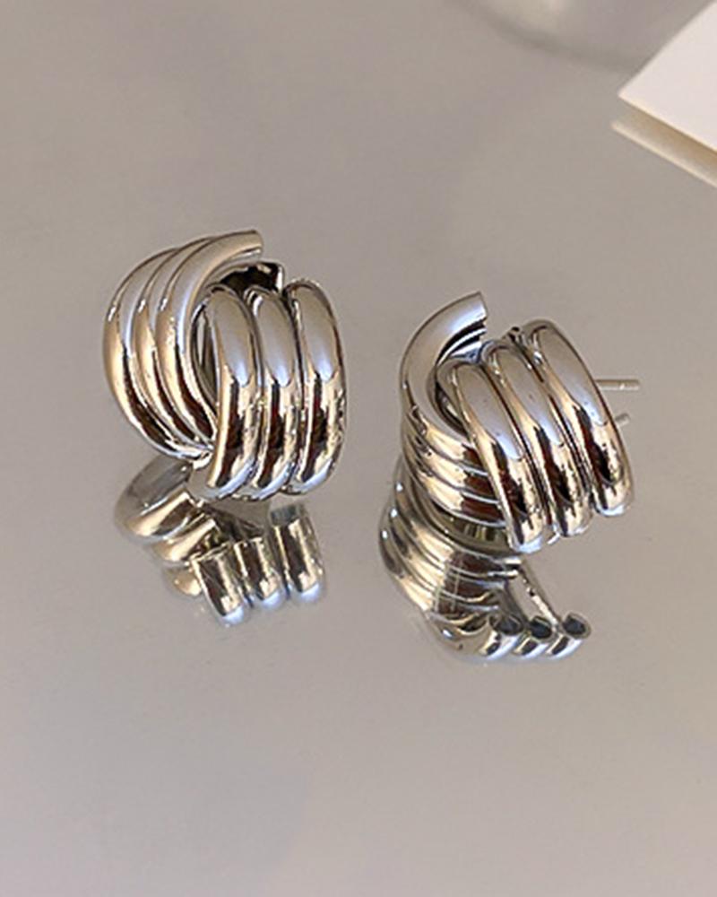 

1Pair Cross Hollow Trendy Stud Earrings, Silver