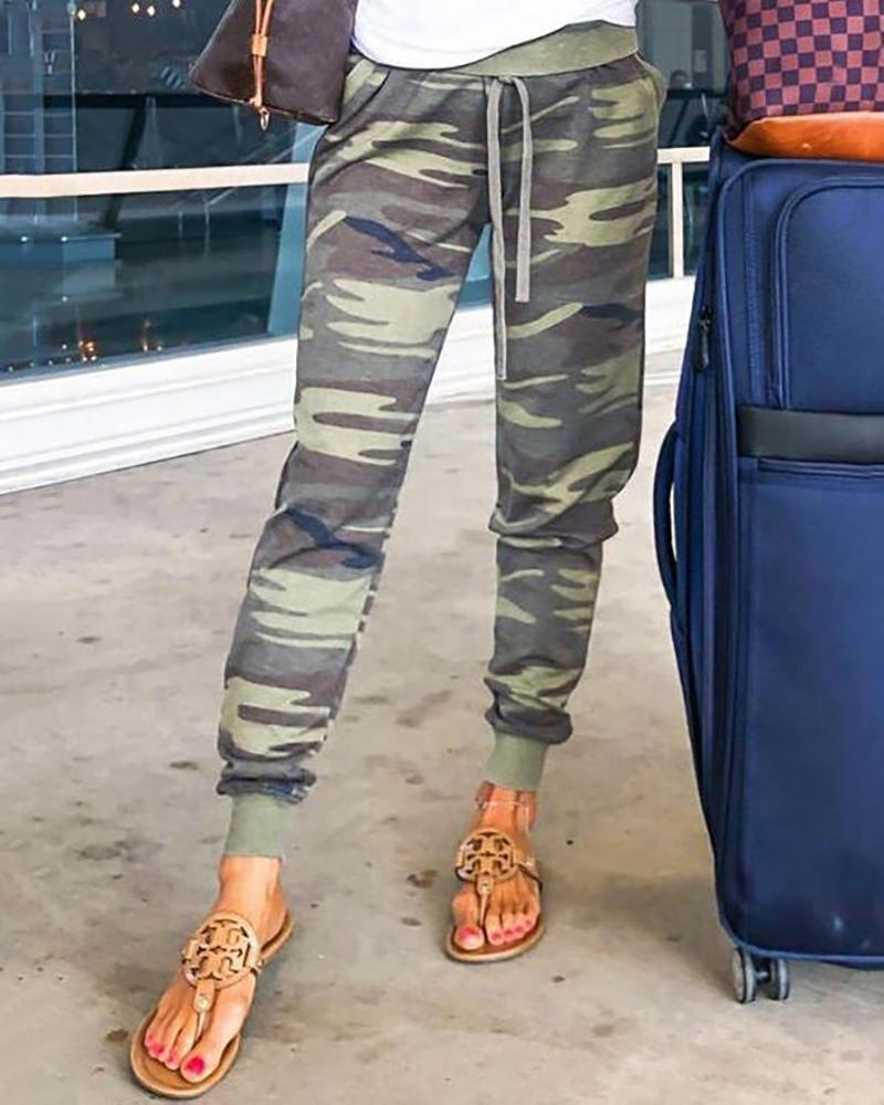 

Camouflage Drawstring Sweatpants, Army green