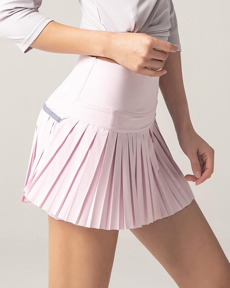 

Contrast Paneled Pleated Pocket Design Skorts, Pink