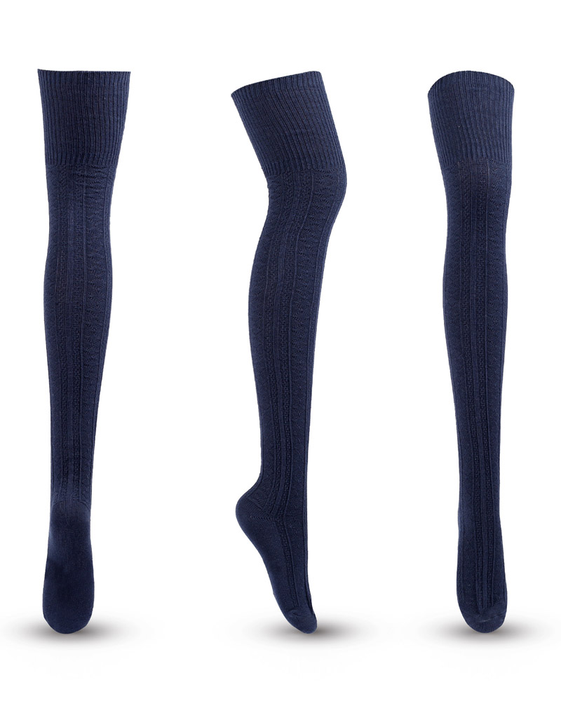 

1Pair Thigh High Knit Leg Warmers Long Boot Socks, Purplish blue