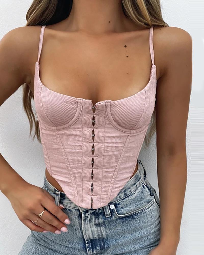 

Hook And Eye Zip Back Cami Corset Top, Pink