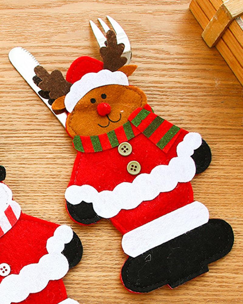 

1pc Christmas Silverware Holder Tableware Cutlery Fork Spoon Knives Storage Bag Dinner Table Decorations Party Supplies, Style3