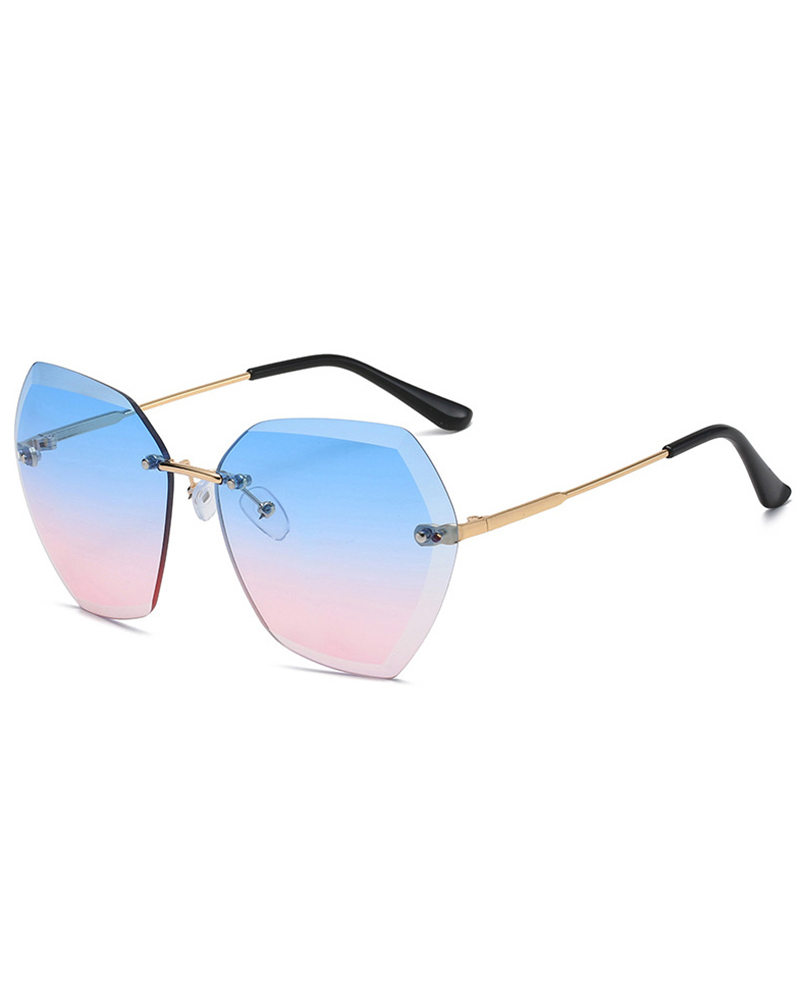 

1Pair Gradient Tinted Rimless Geometric Sunglasses, Style4