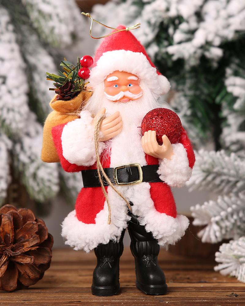 

Christmas Figurines Resin Santa Claus Ornament Standing Decoration Small Xmas Tree Hanging Decorations, Red
