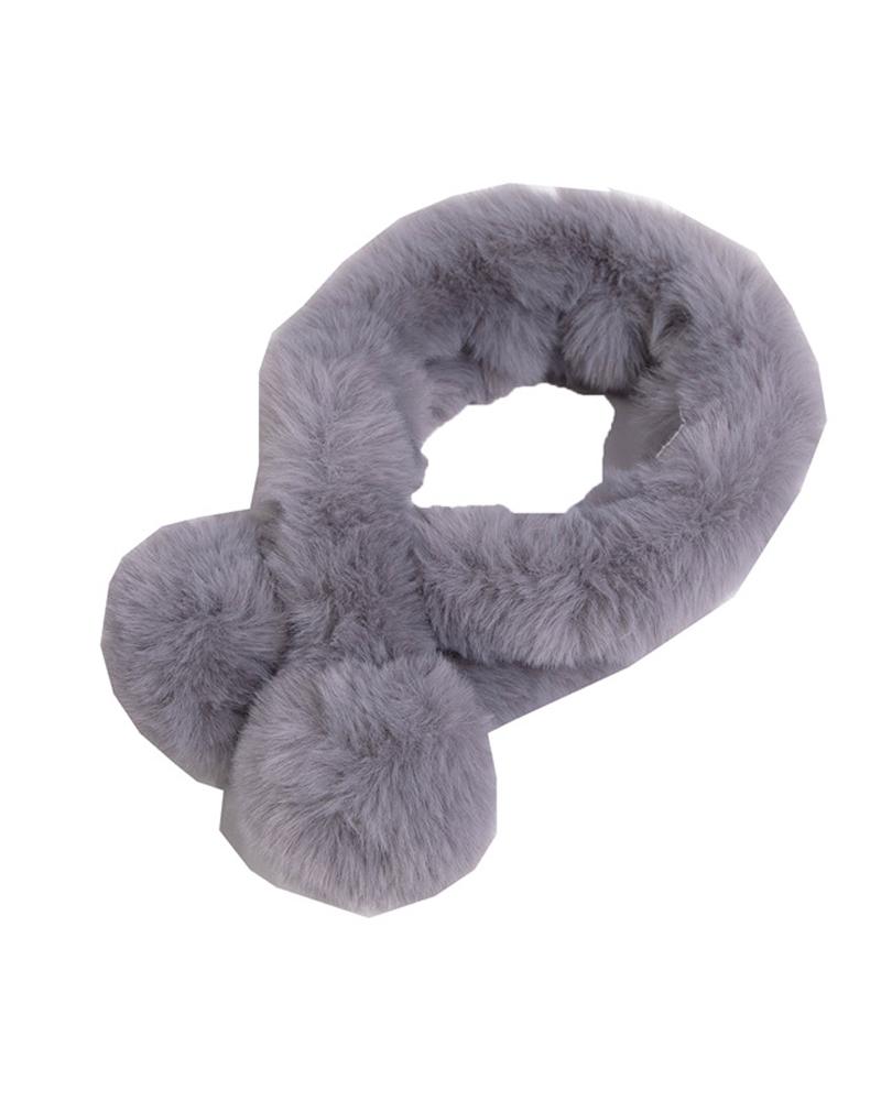 

1pc Warm Soft Fuzzy Wrap Around Loophole Scarf, Gray