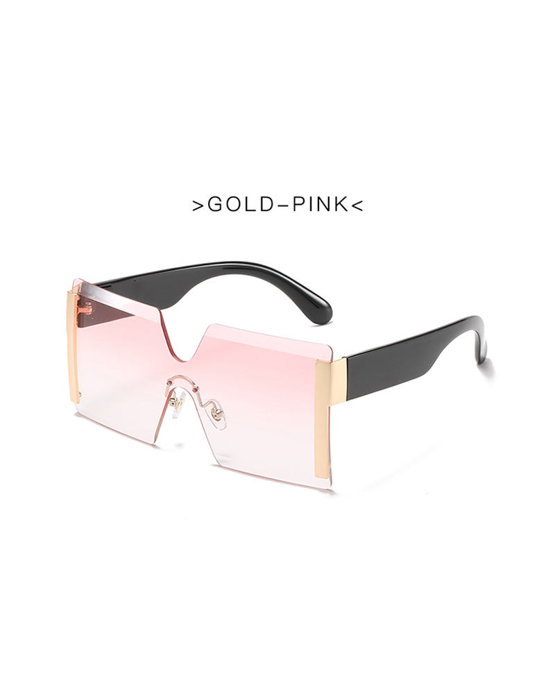 

1 paire de lunettes de soleil à verres ombrés à dessus plat sans monture, Pink