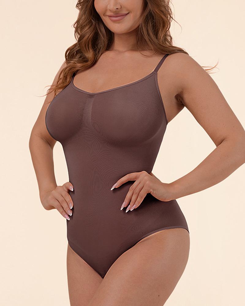 

Plus Size Body Shaper Butt Lifting Tummy Control Slimming Bodysuit Underwear Seamless Shapewear, Coffee