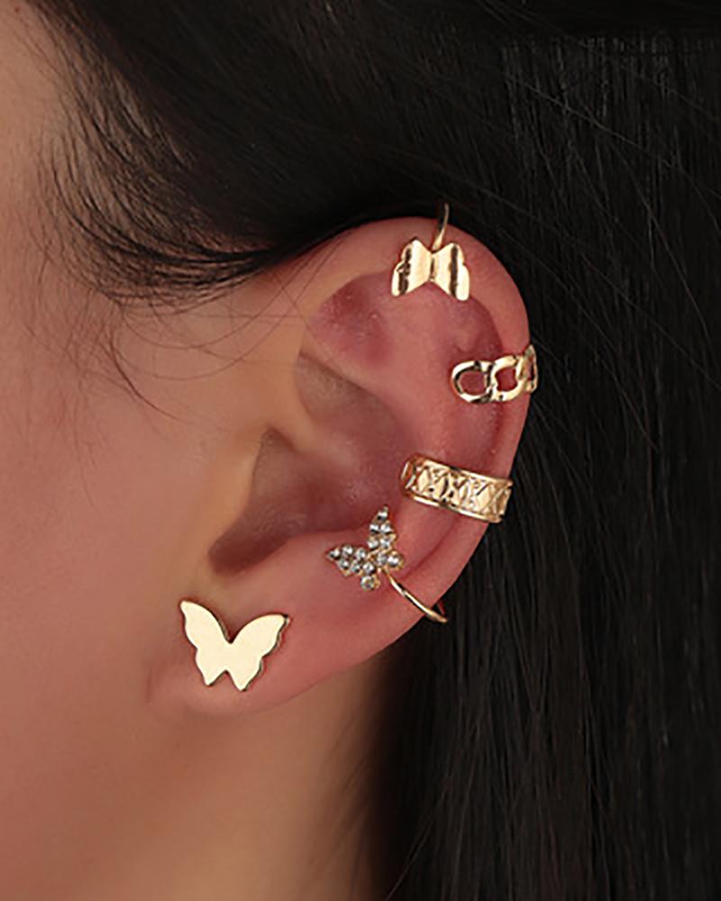 

Butterfly Decor Studded Earrings & Ear Cuff Set, Style1