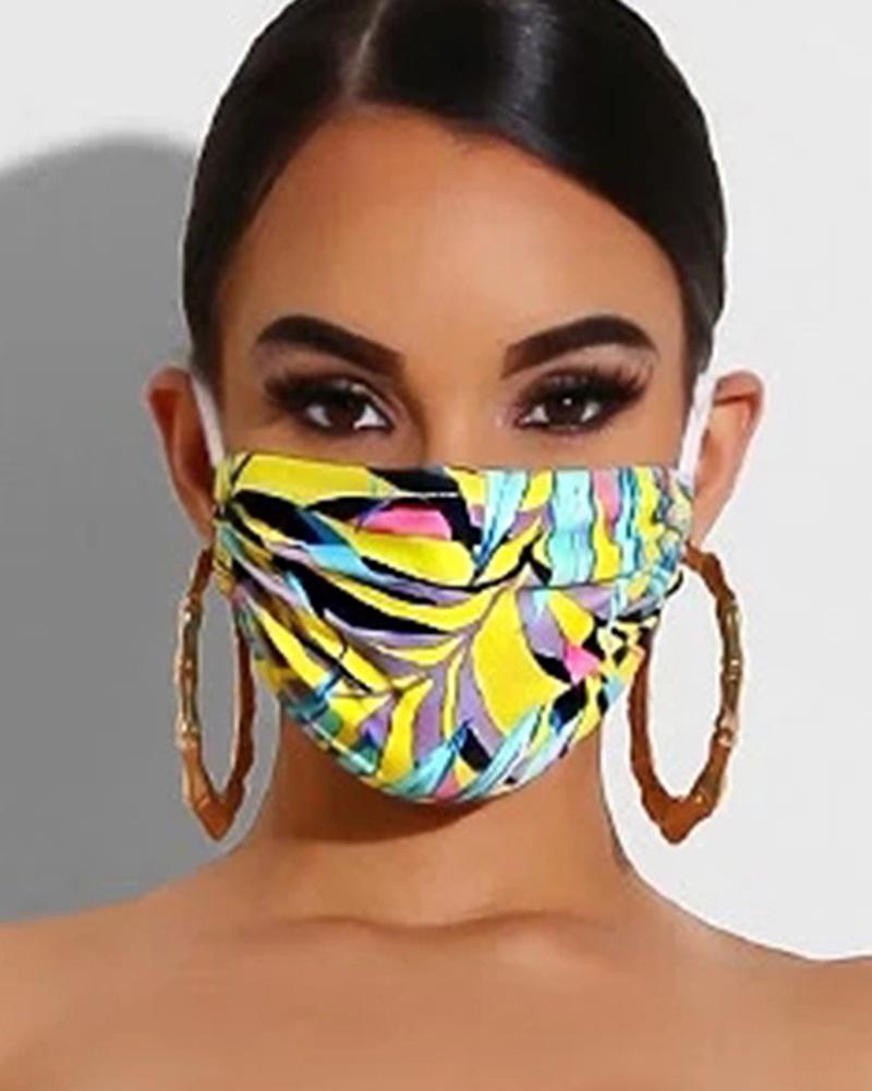 

Leaf Print Breathable Mouth M .a. s. k Washable And Reusable, Yellow