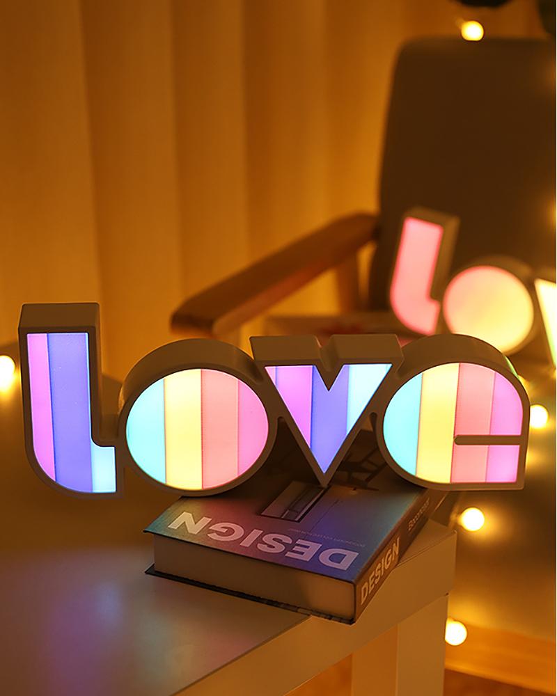 

Colorful LOVE LED Box Night Light Bedroom Desk Love Sign Background Decor, Style1